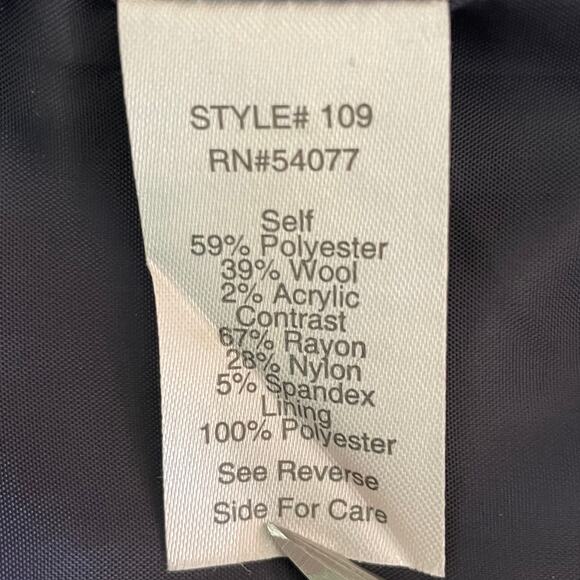 CAbi Jacquard Midnight BlueWool Blazer Jacket Sz 12 Business Casual Fall Winter - Picture 9 of 10